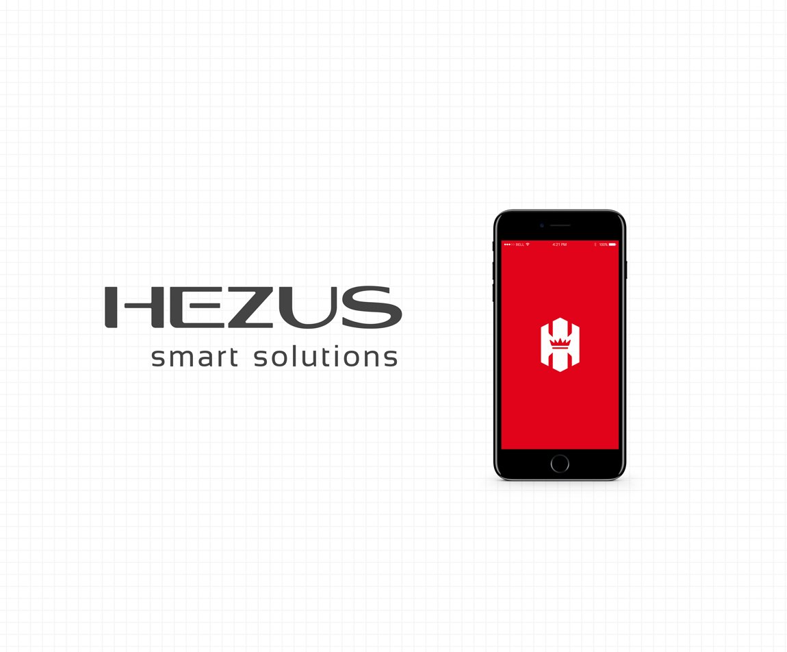 aplicaÃ§Ã£o do logotipo hezus em smartphone, detalhe do simbolo